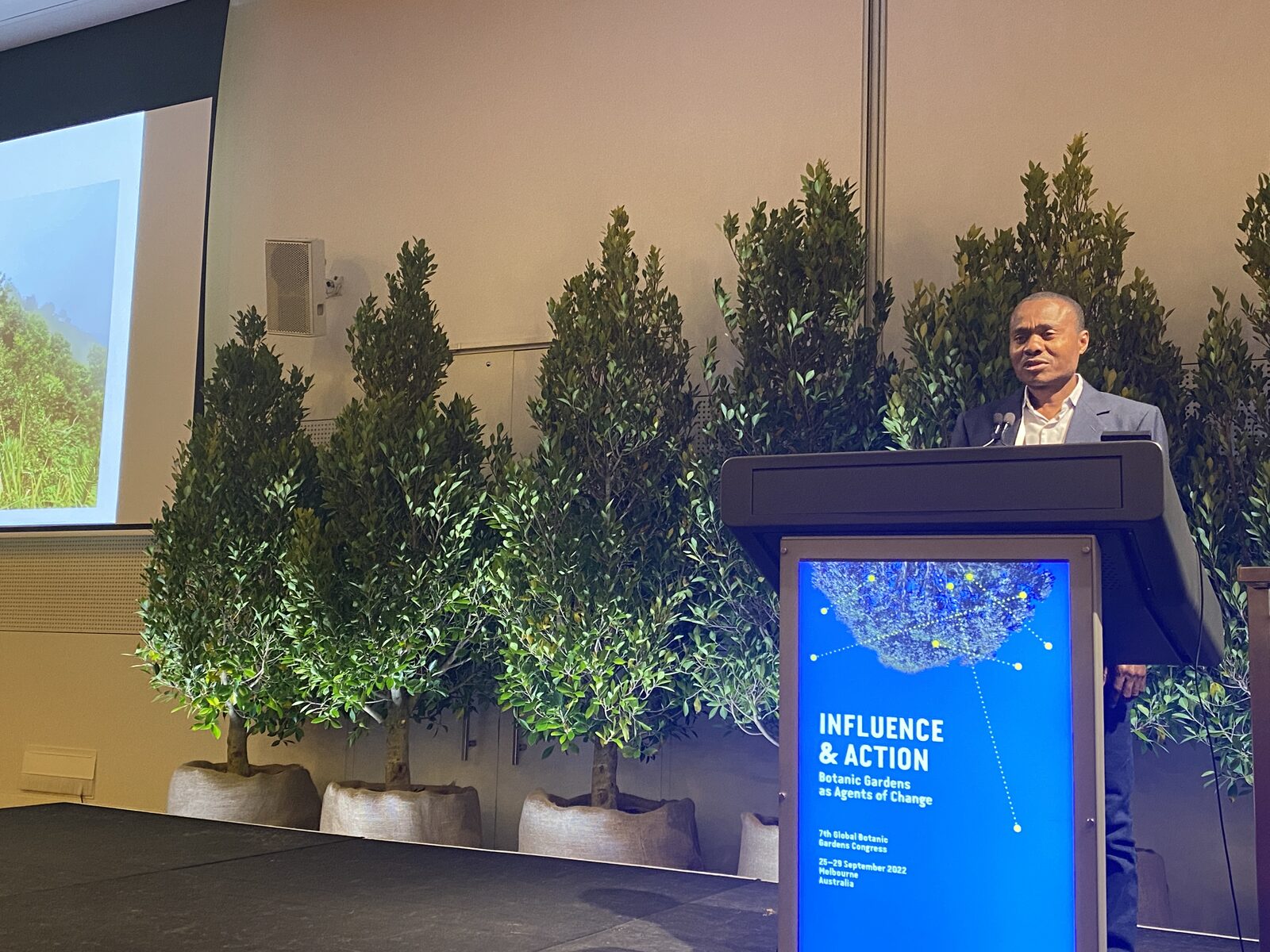 William Cinéa speaking at the BGCI Global Botanic Gardens Congress